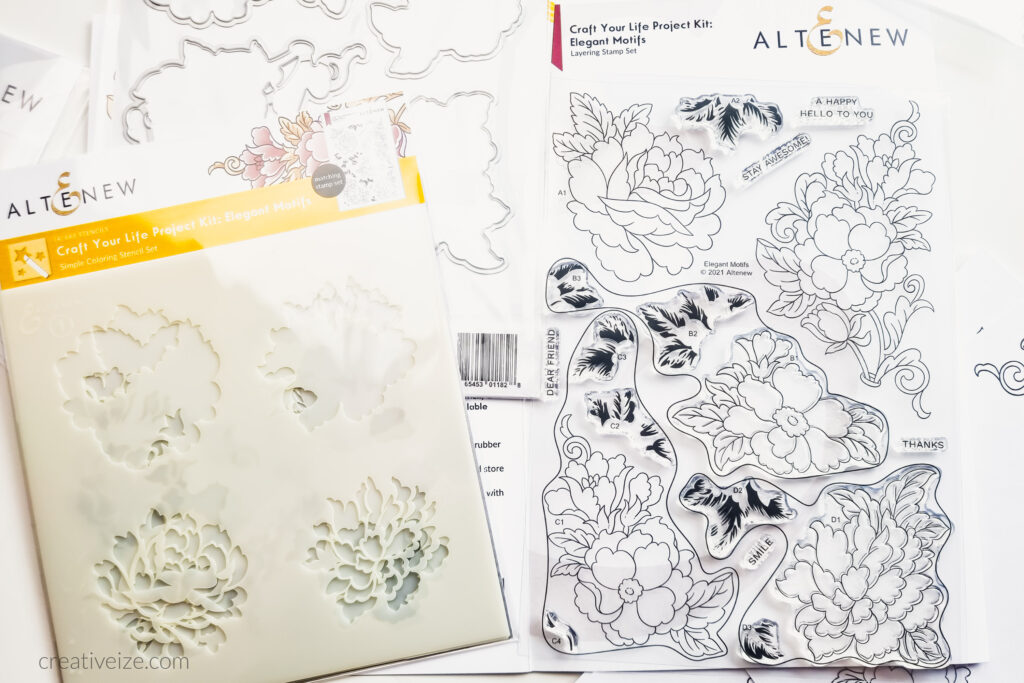 Altenew, Stamp, Craft your life project kit, Elegant Motifs, Stampset, Dies, Stencils, florals